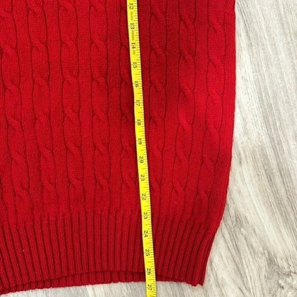 Polo Ralph Lauren v neck red 100% wool vest men flawed  size large